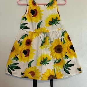 Sunflower Print Kids Dress